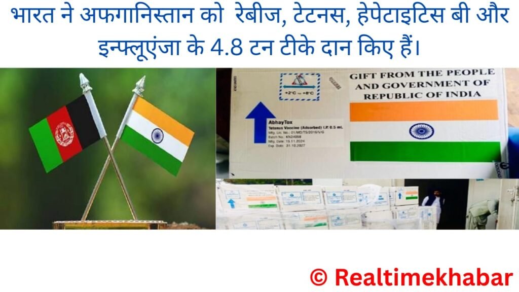 Current Affairs Today In Hindi : जानें करंट अफेयर्स 25 और 26 अप्रैल 2025 6 भारत ने अफगानिस्तान को रेबीज, टेटनस, हेपेटाइटिस बी और इन्फ्लूएंजा के चार दशमलव आठ टन टीके दान किए हैं।
India has donated 4.8 tonnes of rabies, tetanus, hepatitis B and influenza vaccines to Afghanistan.